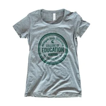 ladies' henley button t-shirt -College of Education Women's Vintage T-Shirt, Gray