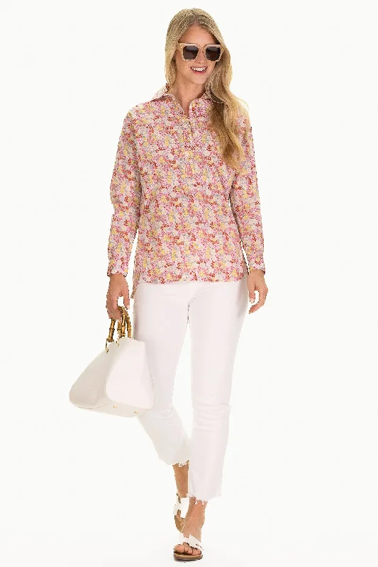 off-the-shoulder ruffle top for women -The Savannah Tunic in Pink Floral