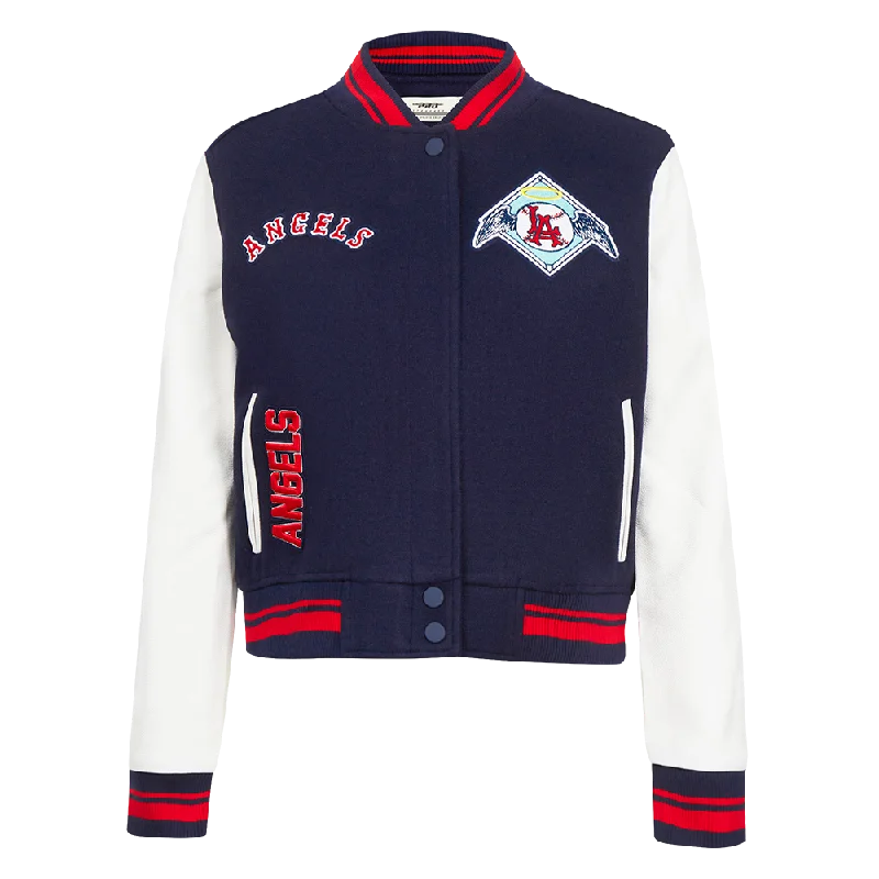 classic trench raincoat for women -MLB LOS ANGELES ANGELS RETRO CLASSIC WOMEN'S RIB WOOL VARSITY JACKET (MIDNIGHT NAVY/RED/MIDNIGHT NAVY)