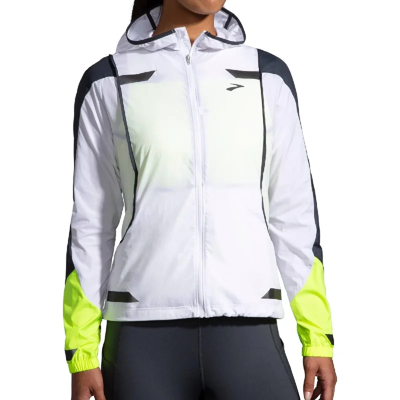 luxury designer winter coat for women -Brooks Run Visible Convertible Womens Running Jacket - White