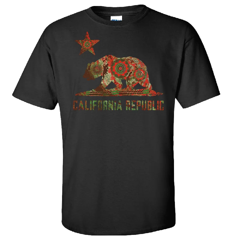 ladies' henley button t-shirt -California Chumash Mandala Bear Asst Colors T-shirt/tee