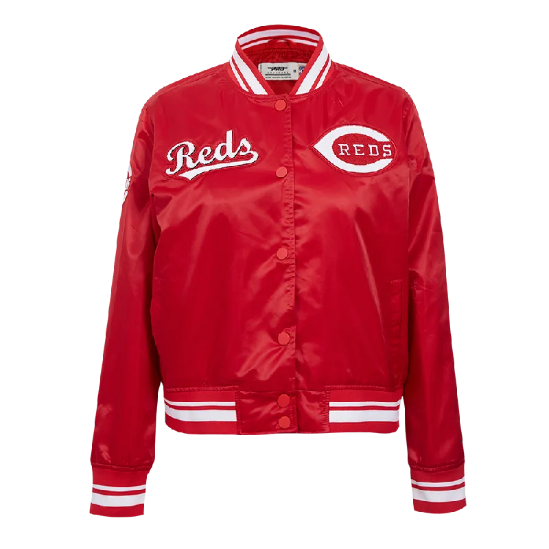 women's waterproof raincoat -MLB CINCINNATI REDS RETRO CLASSIC WOMEN'S RIB SATIN JACKET (RED)