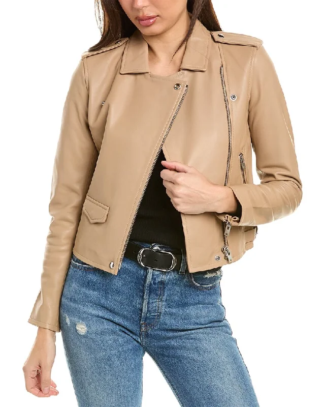 women's classic pea coat -IRO Ashville Leather Moto Jacket