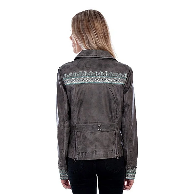 urban style cropped puffer jacket -Scully Western Jacket Womens Beaded Suede Leather Snap Front F0_L1072