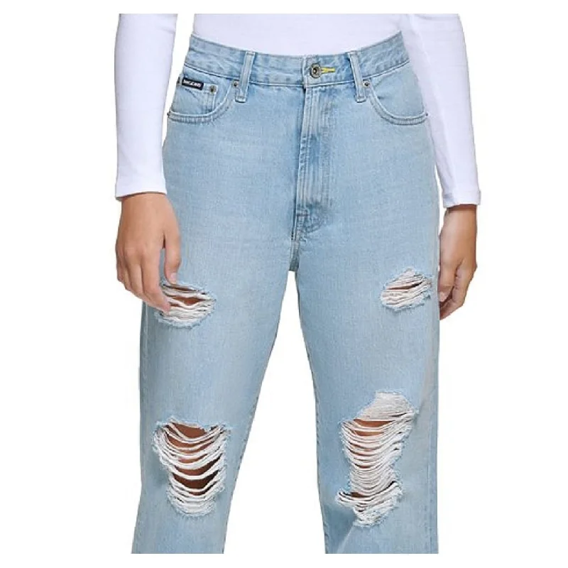 women's cuffed skinny jeans -Dkny Women's Kent High Rise Straight Leg Jeans Blue Size 31