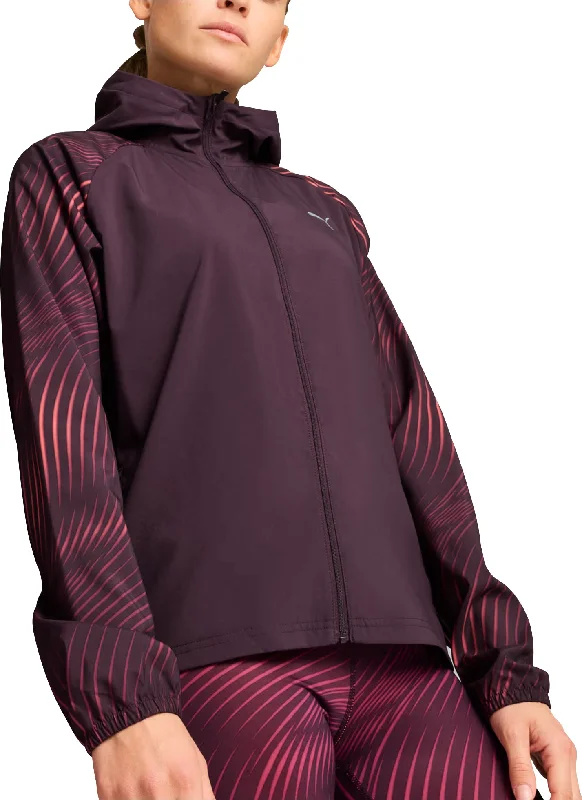 women's mid-length wool coat -Puma Favourite Velocity Woven Womens Running Jacket - Purple