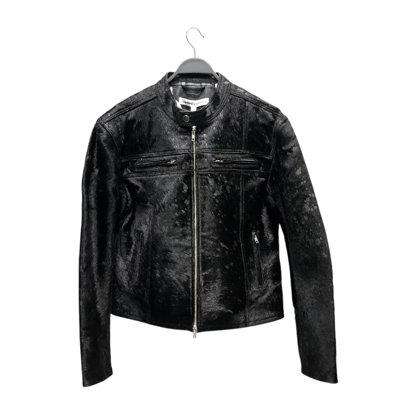 sustainable eco-friendly coat for women -JADED LONDON/Leather Jkt/L/Cowhide/BLK/REAL LEATHER PISTON/ZIP UP