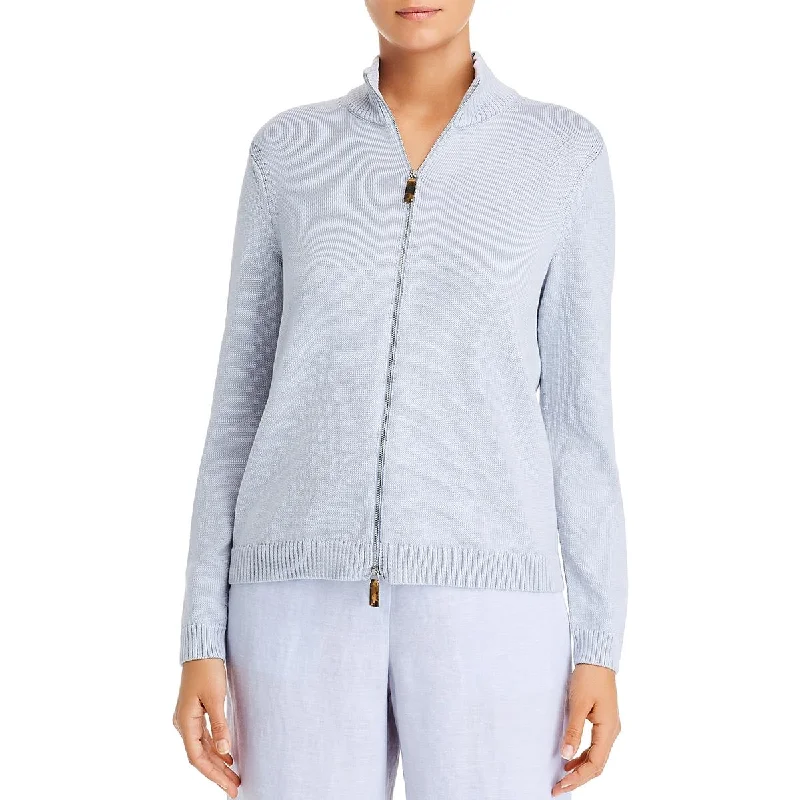 ladies' wool overcoat -Lafayette 148 New York Womens Silk Blend Sweater Bomber Jacket