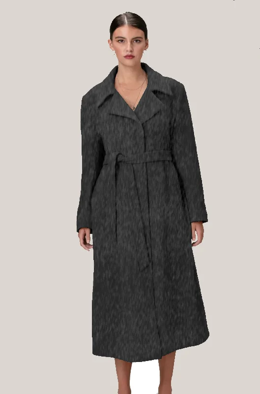 warm down coat for women -SARA 1451 Alpaca & Wool Belted Coat