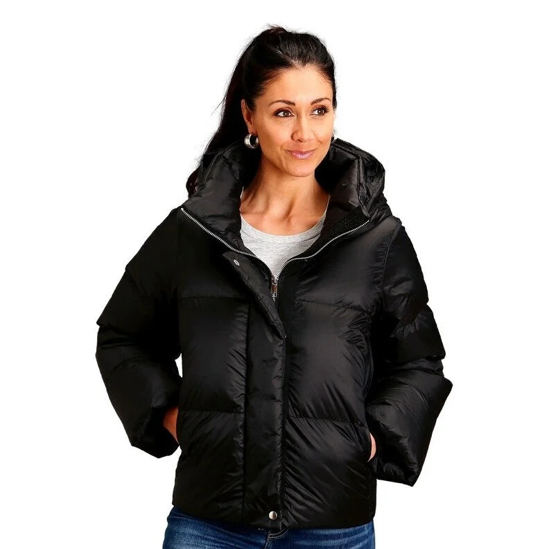 ladies' lightweight anorak coat -Roper Western Jacket Womens Quilted Puffer Black 03-098-0693-0120 BL