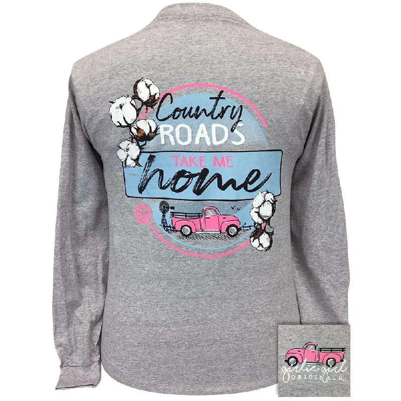 ladies' flowy chiffon blouse -Country Roads-Sport Grey LS-2254