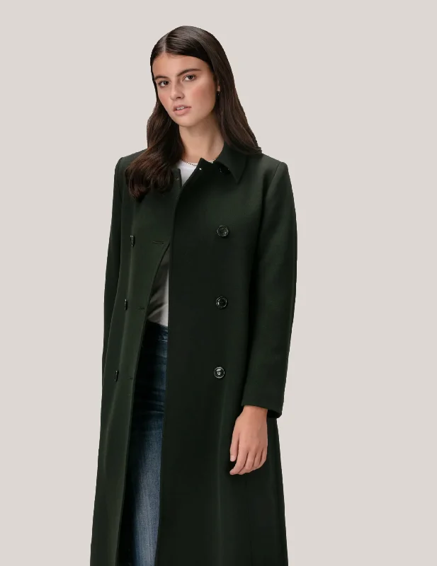 ladies' fur-lined jacket -HOLLY Merino Wool Long Double Breasted Coat 2140M/W