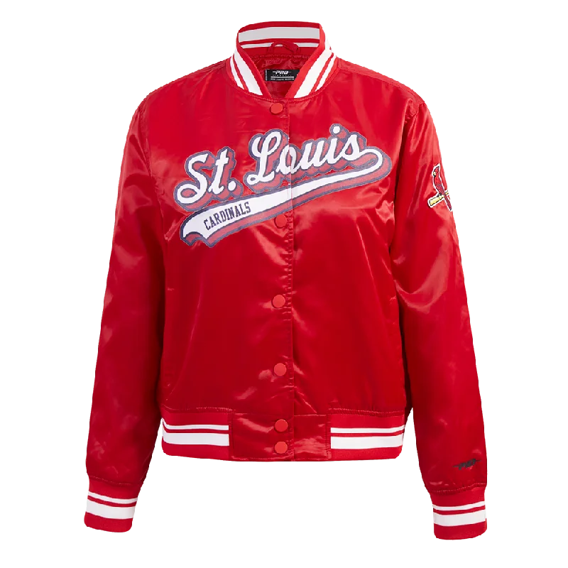 lightweight quilted jacket for women -MLB ST. LOUIS CARDINALS SCRIPT TAIL WOMEN'S SATIN JACKET (RED)