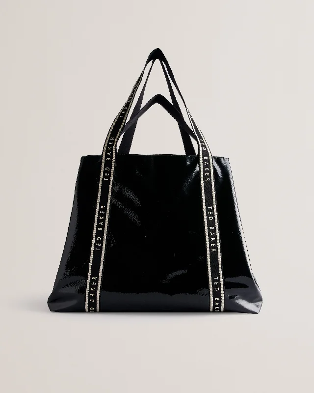 women's travel-friendly jacket -Jijee Oversized Crinkle Shopper Bag Black