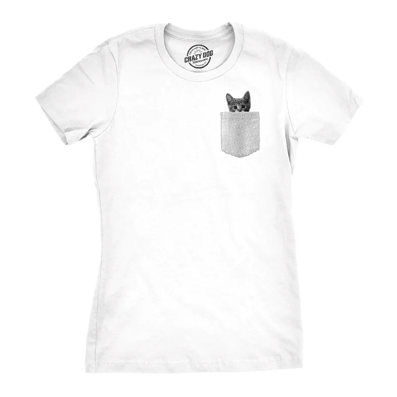 relaxed-fit tunic tee for women -Pocket Cat Women's T Shirt