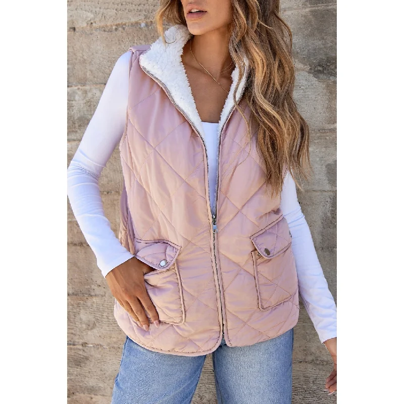 ladies' quilted coat -Lillian Fleece Lined Quilted Vest