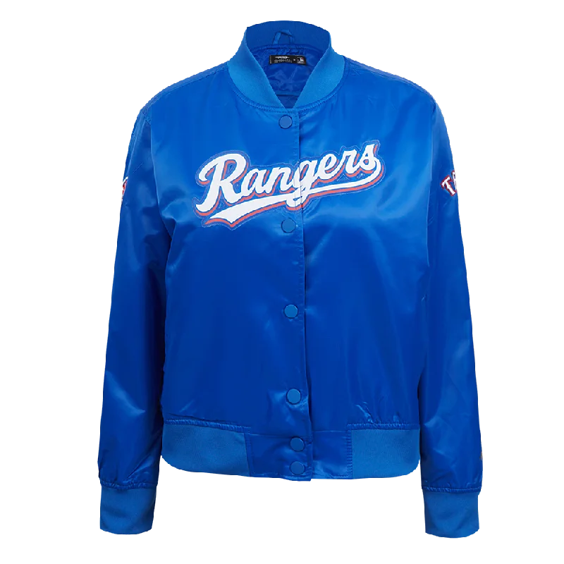 women's bohemian style kimono jacket -MLB TEXAS RANGERS CLASSIC WOMEN'S SATIN JACKET (ROYAL BLUE)