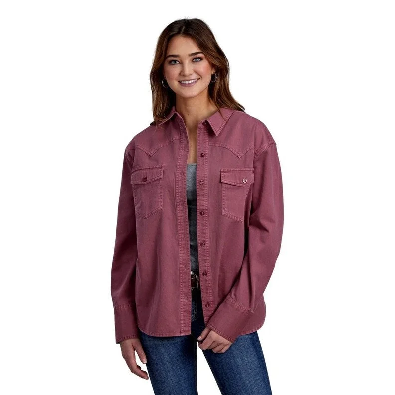 ladies' sporty windbreaker -Roper Western Jacket Womens Shirt Oversized Wine 03-098-0592-6134 WI