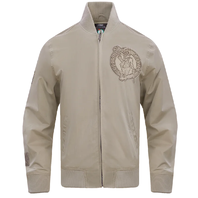 ladies' fur-lined jacket -NBA BOSTON CELTICS NEUTRAL TWILL JACKET (TAUPE)