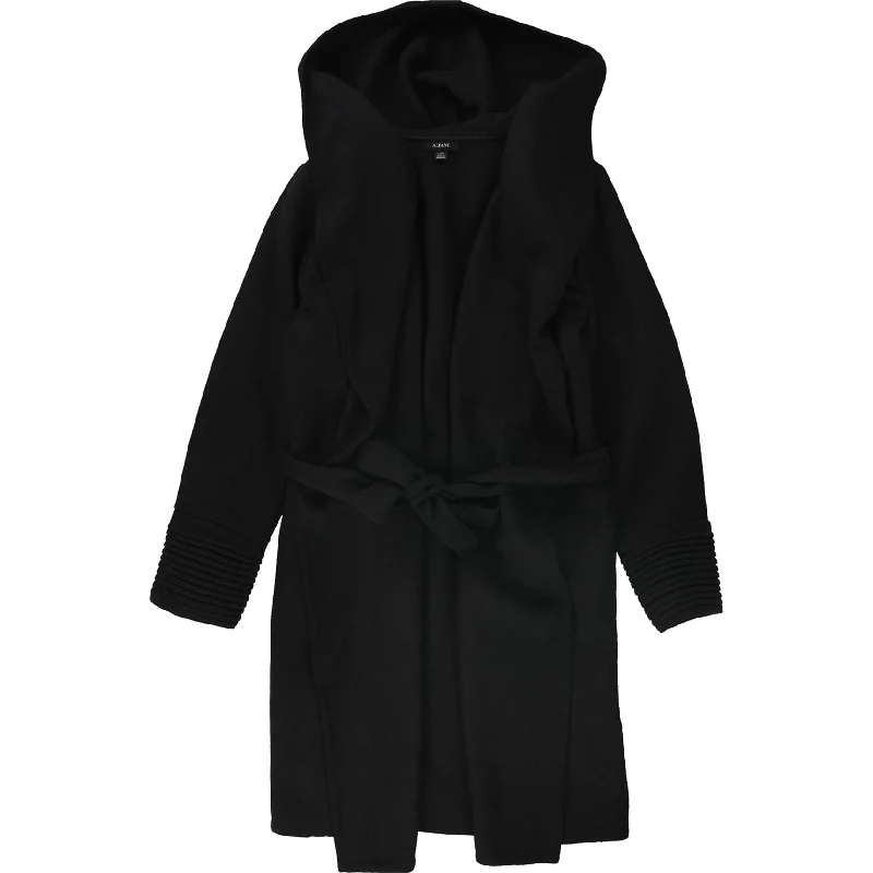 ladies' fleece zip-up jacket -Alfani Womens Drape-Front Hooded Jacket