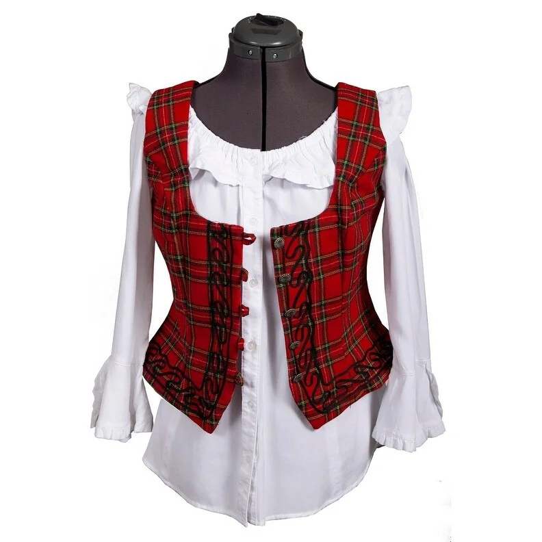 casual oversized shacket for women -Scully Western Vest Womens Tartan Plaid Wool Button Red F0_SH5002