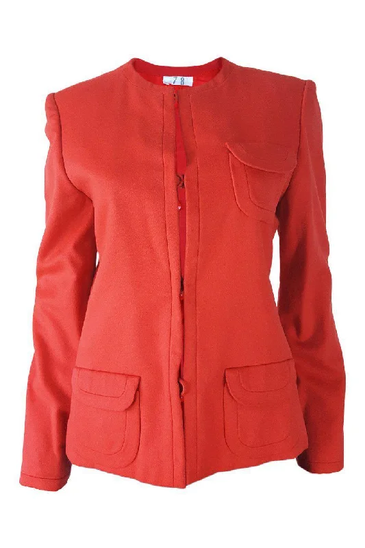 casual coats for women -ANDRE LAUG Vintage Cashmere Single Breasted Red Jacket (UK 10)