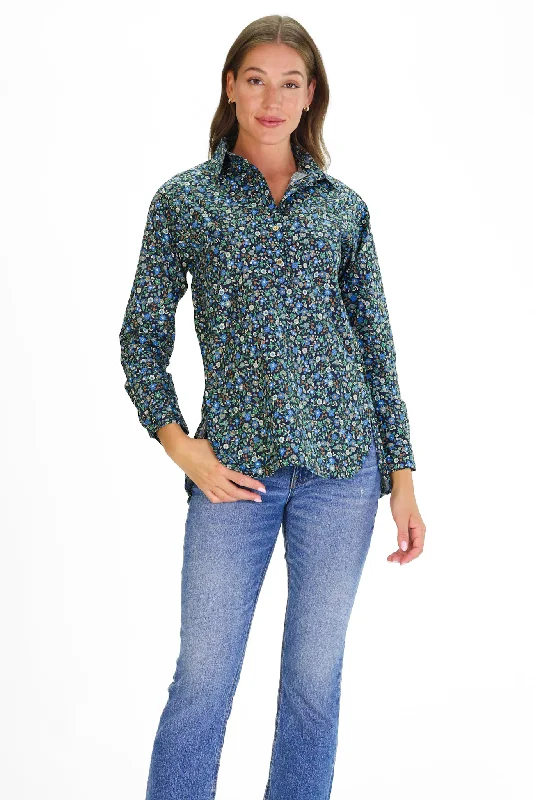 stylish surplice wrap top for women -The Savannah Tunic in Green Floral