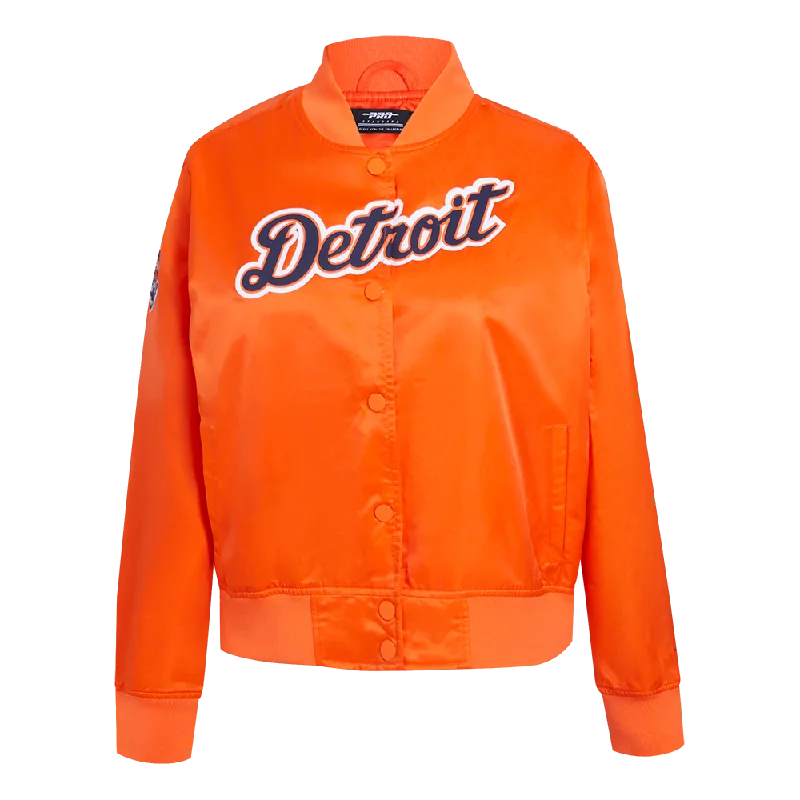 cozy oversized wrap coat for women -MLB DETROIT TIGERS CLASSIC WOMEN'S SATIN JACKET (ORANGE)