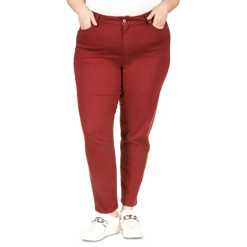 ladies' distressed bootcut denim -Michael Kors Women's Selma Skinny Jeans Red