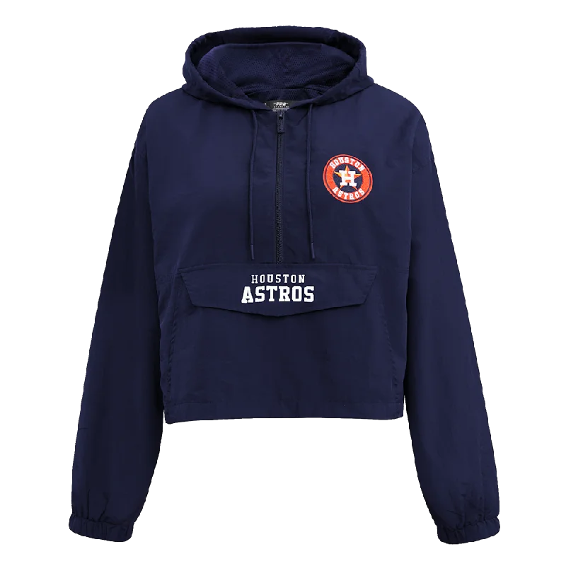 warm alpaca wool coat for ladies -MLB HOUSTON ASTROS CLASSIC WOMEN'S WIND WOVEN 1/2 JACKET (MIDNIGHT NAVY)