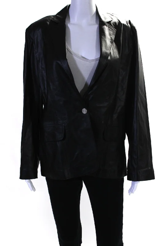 cozy oversized wrap coat for women -In Transit 2 Womens Leather Single Button Jacket Black