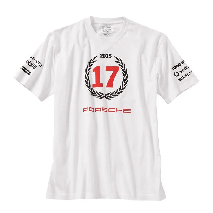 cute button-front blouse for women -Porsche Unisex 17th Victory T-shirt - Racing