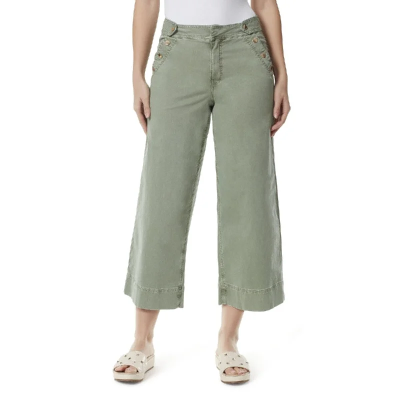 ladies' casual mid-rise jeans -Anne Klein Women's High Rise Denim Wide Leg Jeans Green Size 6