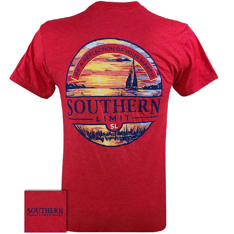 women's ribbed knit top -Southern Limit Be a Reflection - Red SS-98