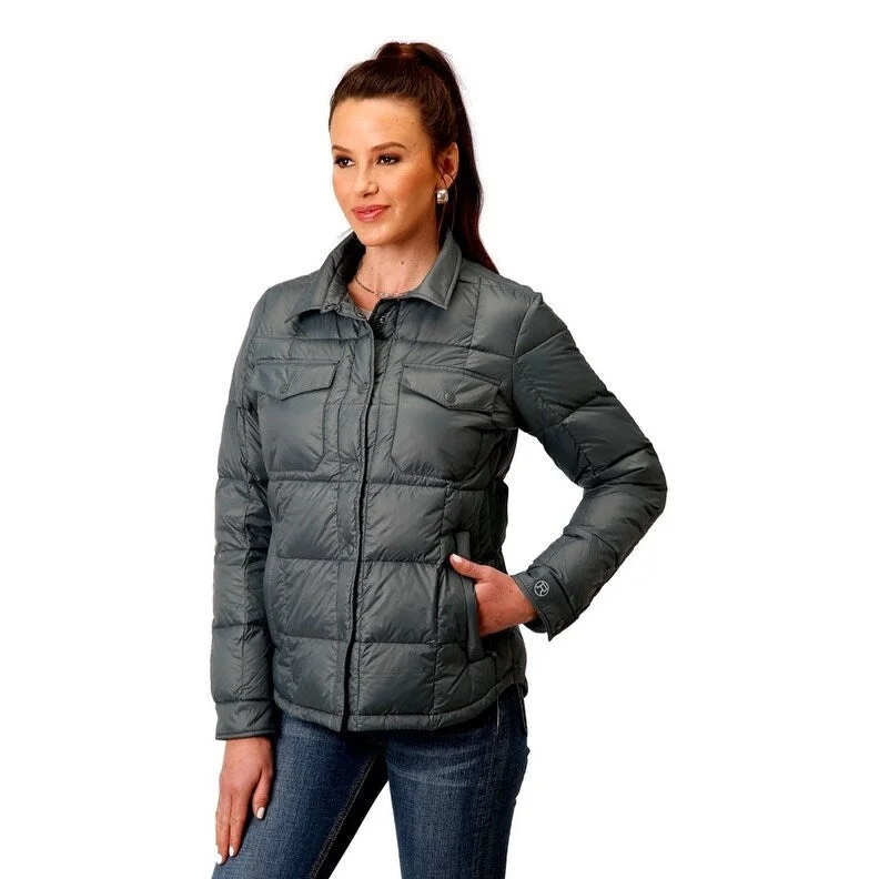 versatile casual coat for women -Roper Western Jacket Womens Snap Quilted Sage 03-098-0693-6190 GR