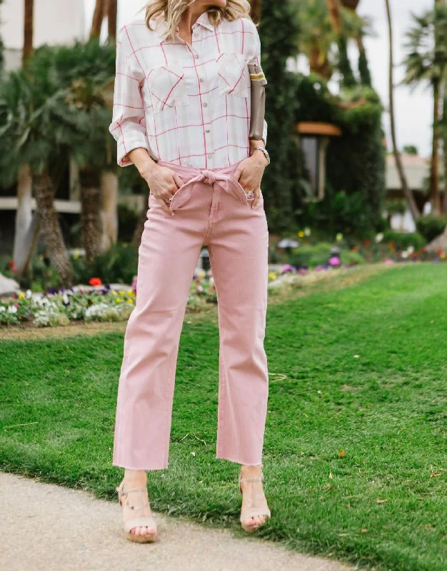 women's vintage denim trousers -Bowie Tie Front Jeans In Peach Rose