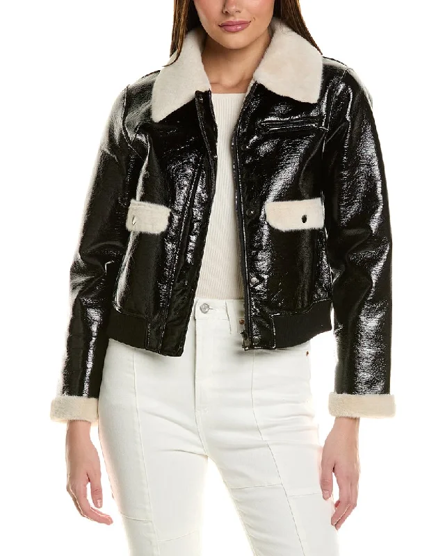 cropped faux leather jacket for women -Adrienne Landau Jacket