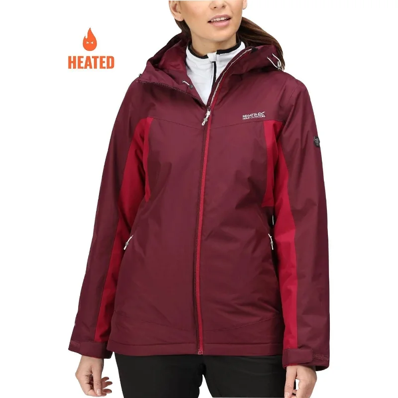 women's asymmetrical zip jacket -Regatta Voltera Protect II Womens Waterproof Heated Jacket - Red