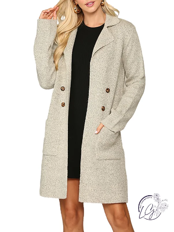 stylish fleece-lined coat for women -Date Night Knit Blazer