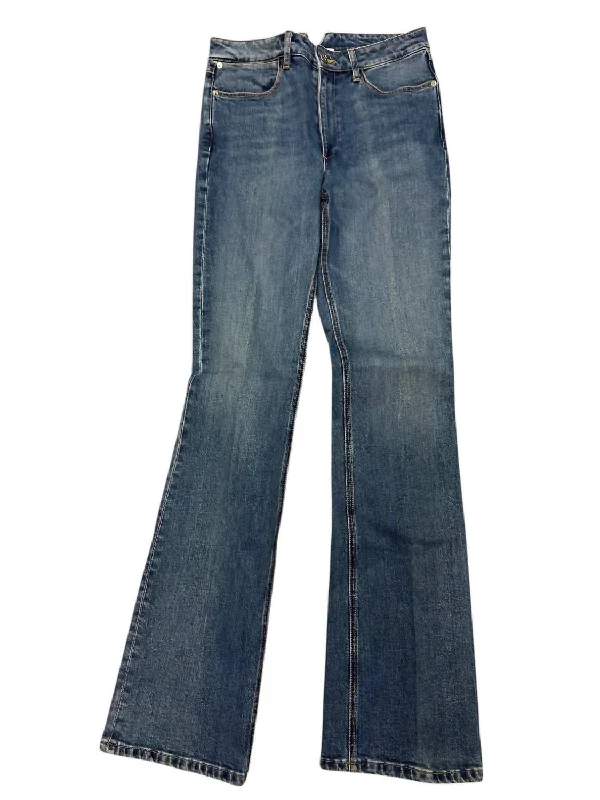 women's sleek black denim jeans -Women's Micro Flare Jean In Blue