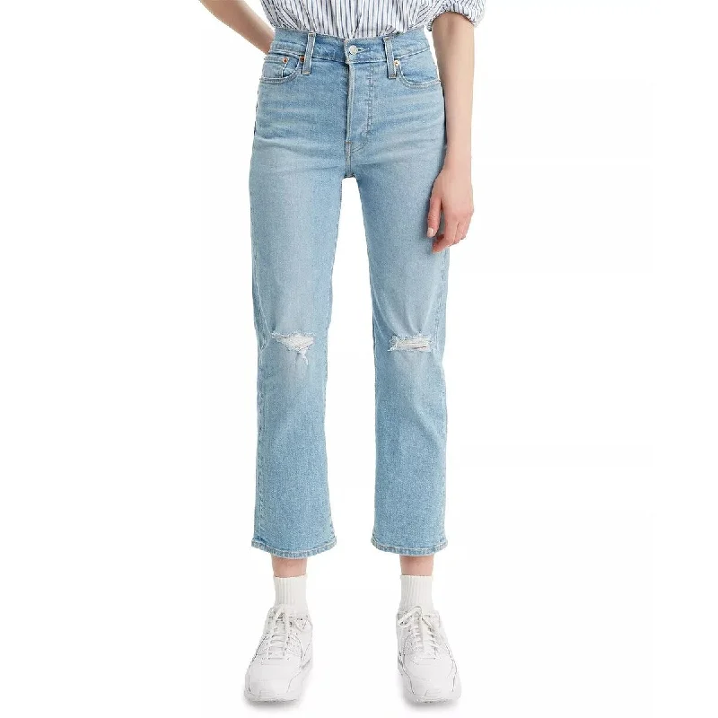 trendy acid-wash jeans for women -Levi's Women's Distressed Cropped Jeans Blue 27