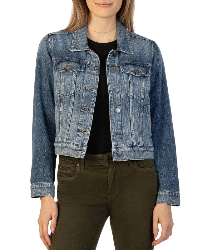 classic trench raincoat for women -Julia Denim Crop Jacket In Capitalized Wash