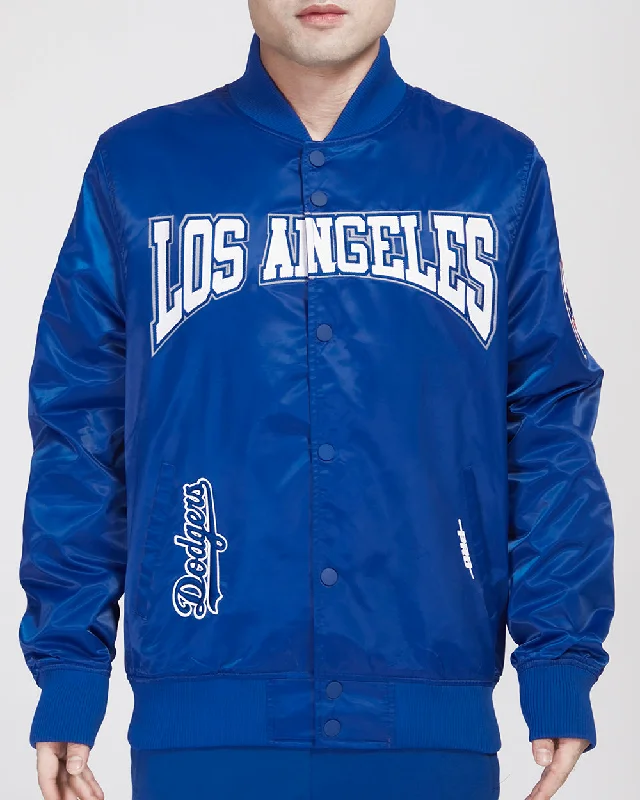 women's outdoor fleece jacket -MLB LOS ANGELES DODGERS CREST EMBLEM SATIN JACKET (DODGER BLUE)