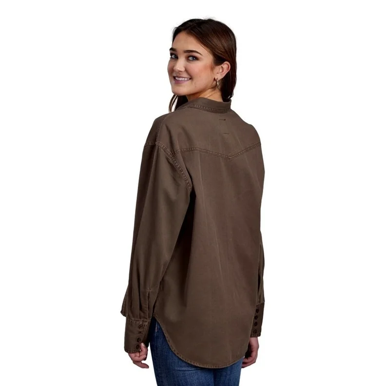 casual coats for women -Roper Western Jacket Womens Solid Oversized Brown 03-098-0592-6111 BR