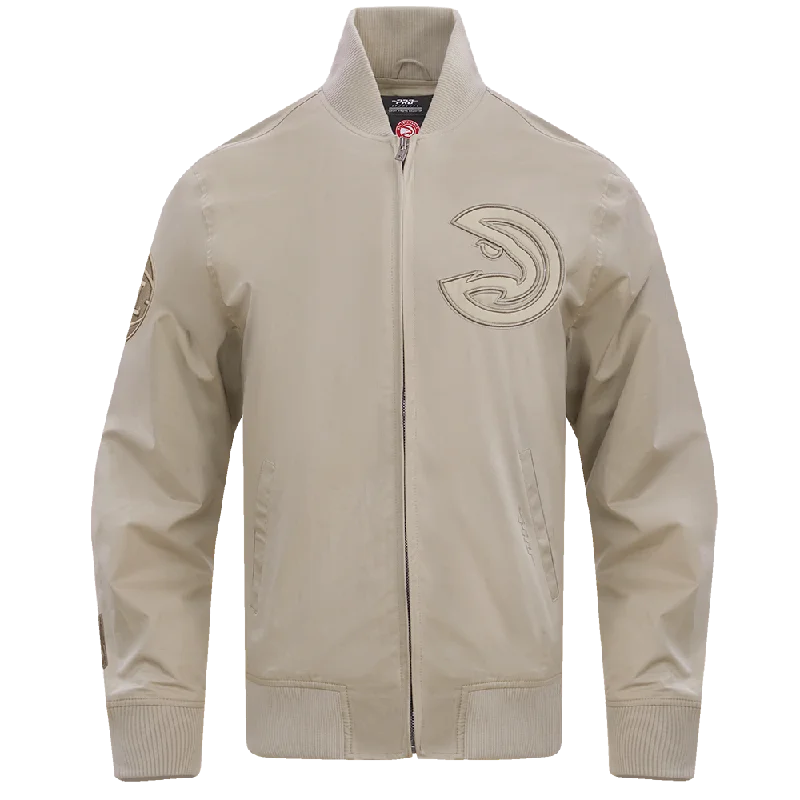 stylish knitted jacket for women -NBA ATLANTA HAWKS NEUTRAL TWILL JACKET (TAUPE)