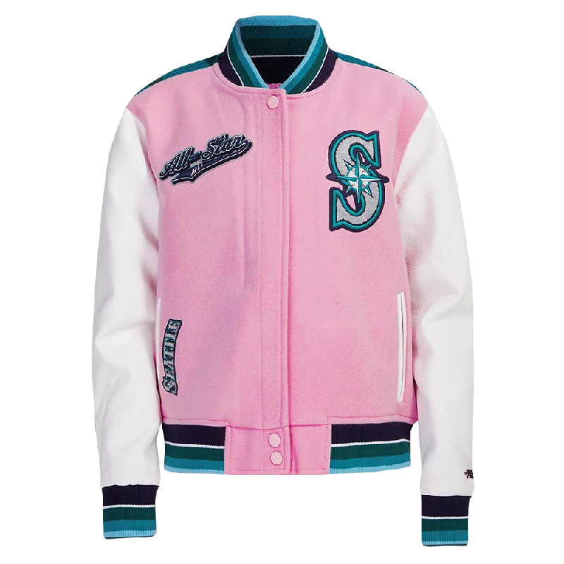 women's sherpa-lined jacket -MLB ALL STAR 2023 RIB WOOL WOMEN'S VARSITY JACKET (PINK/WHITE)