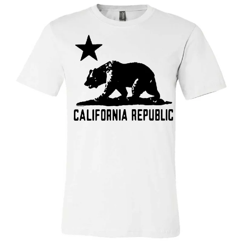 women's v-neck t-shirt -California Flag Oversize Black Silhouette Asst Colors Mens Fitted T-Shirt/tee