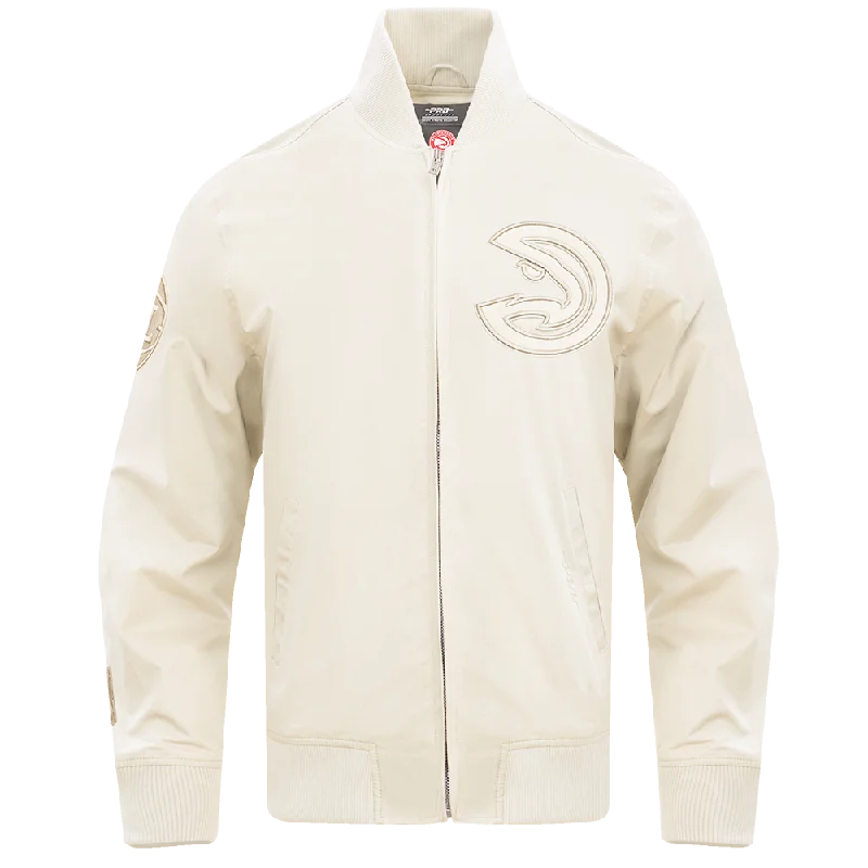 warm down coat for women -NBA ATLANTA HAWKS NEUTRAL TWILL JACKET (EGGSHELL)