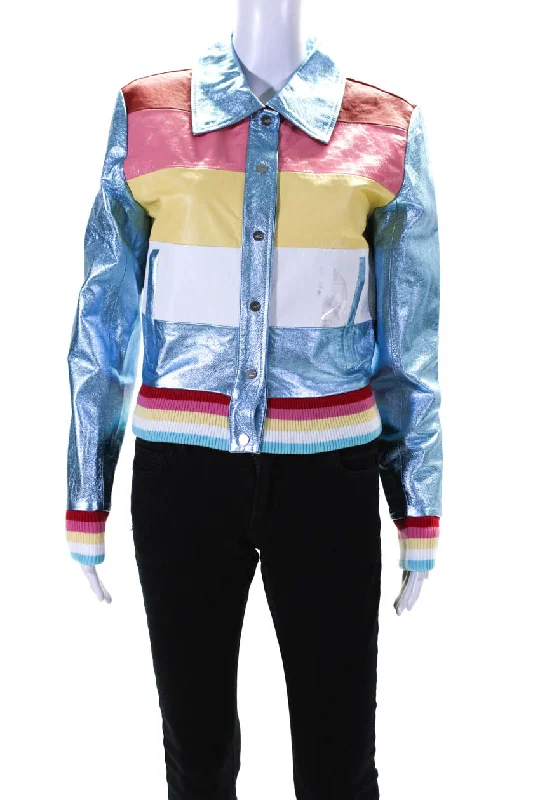 cozy teddy coat for ladies -The Mighty Company Womens Dover Bomber Jacket Multi Colored