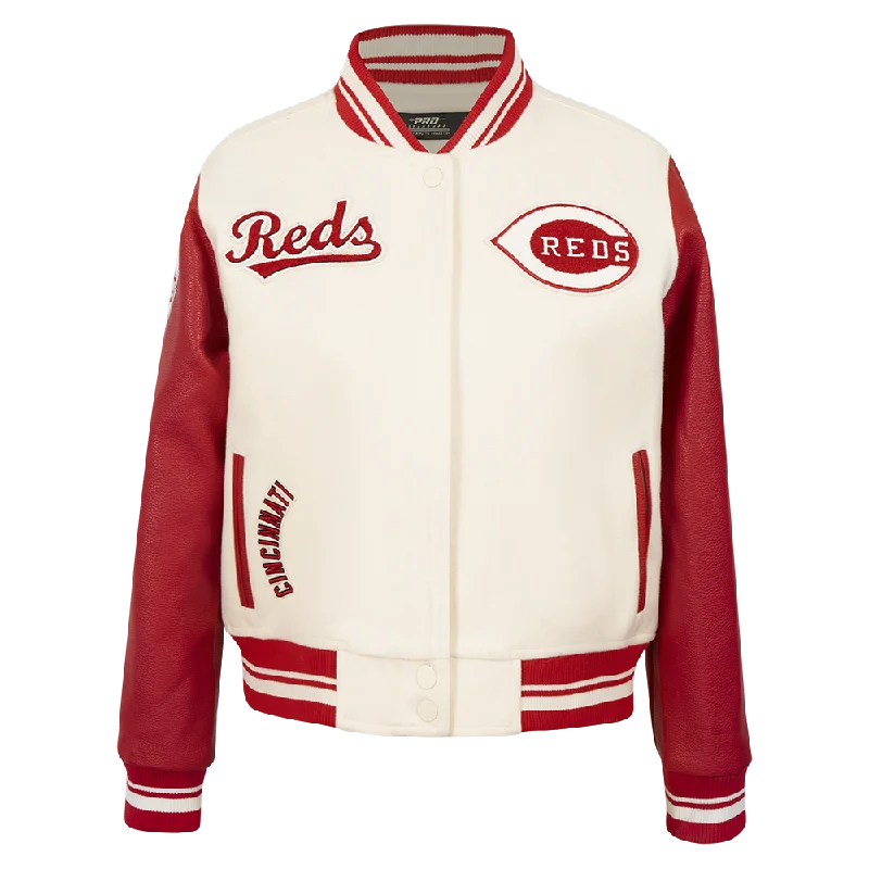 women's lightweight cargo jacket -MLB CINCINNATI REDS RETRO CLASSIC WOMEN'S RIB WOOL VARSITY JACKET (EGGSHELL/ RED)